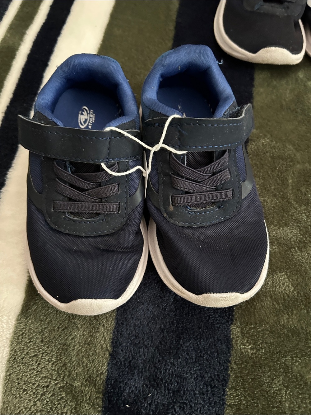Athletic Works Navy and White Kids Velcro Sneakers